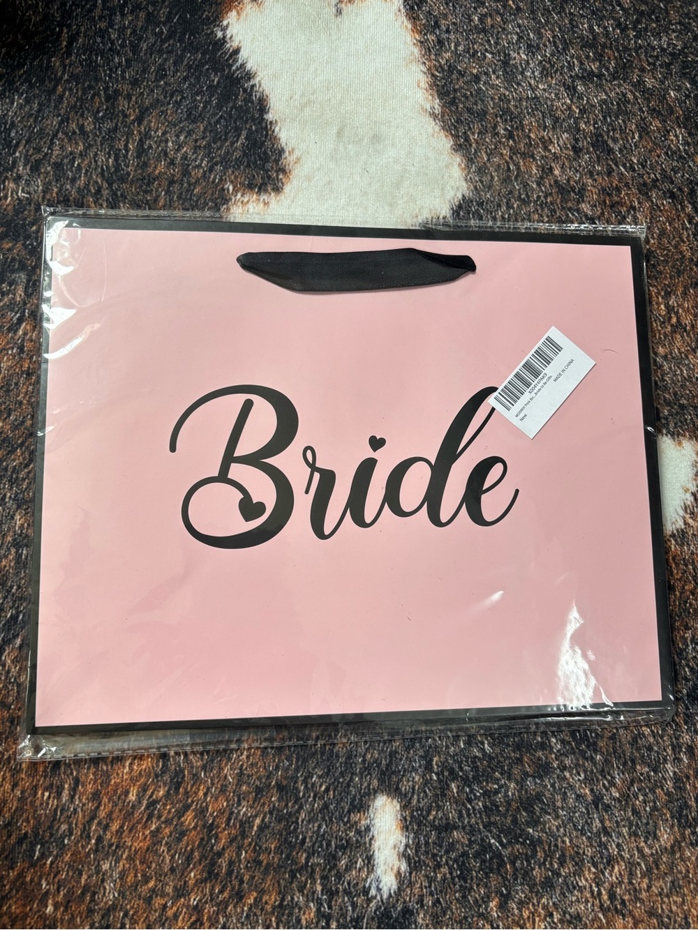 Pink "Bride" Gift Bag with Black Script